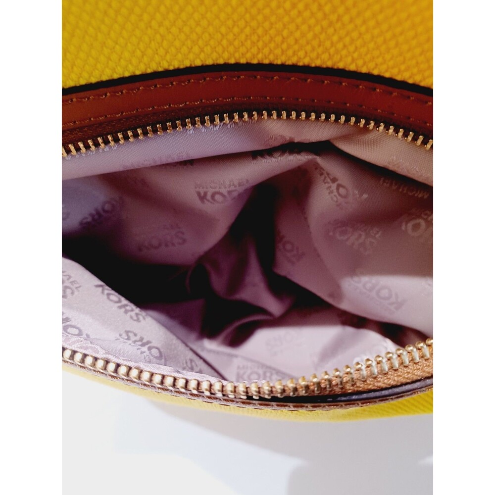 Michael Kors Large Yellow Ciara Tote Bag With Leather Straps/ Trim  Travel Beach - Picture 8 of 12